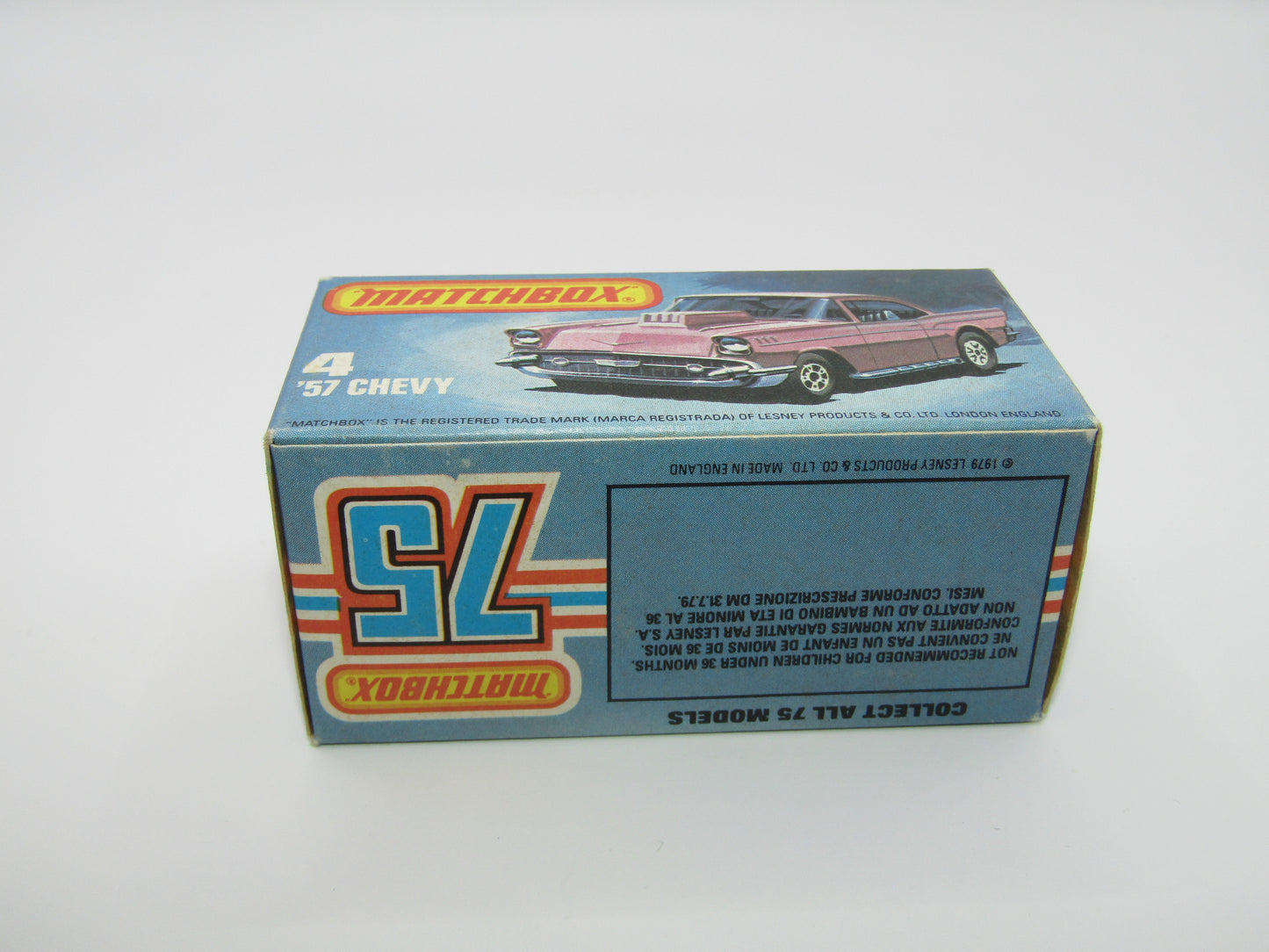 Matchbox Superfast 4D '57 Chevy Red - MISSING SIDE CHERRY BOMB Tampo's