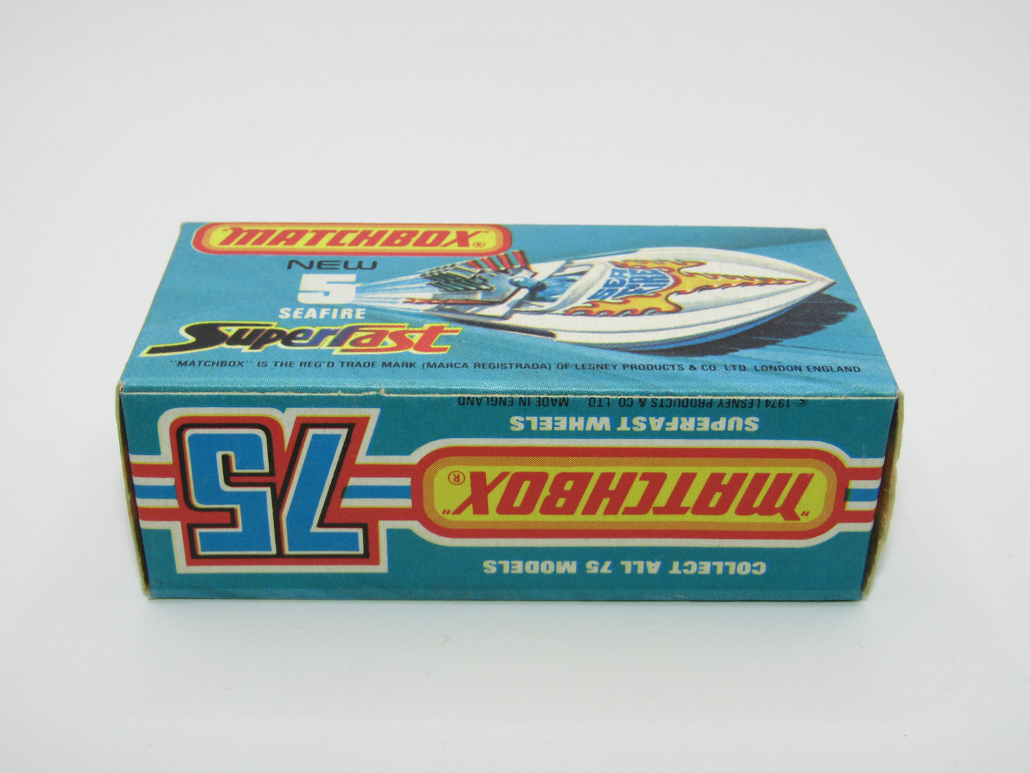 Matchbox Superfast 5B Seafire Boat, Red, Lemon Driver, BLUE Base