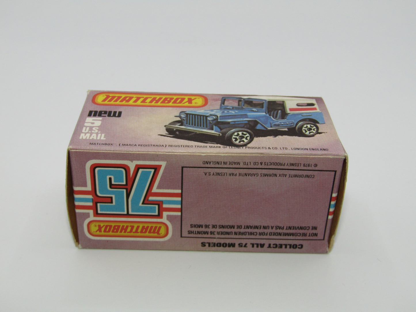 Matchbox Superfast 5C U.S Mail Truck Blue, LARGE Window in Canopy No 5 Base