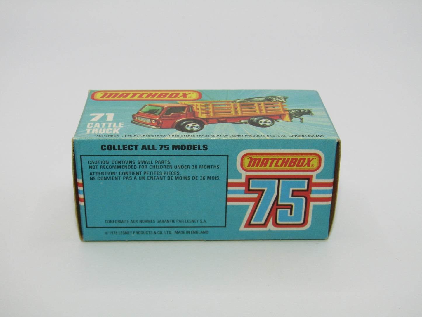 Matchbox Superfast 71C Cattle Truck FLAT RED, PURPLE Windows NO TOW Hook