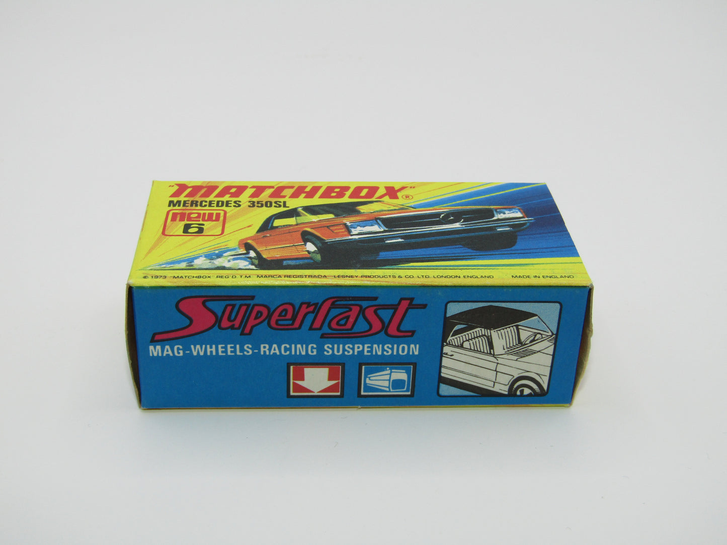 Matchbox Superfast 6B Mercedes 350SL Dark Yellow CLEAR Windows 5 Arch Wheels