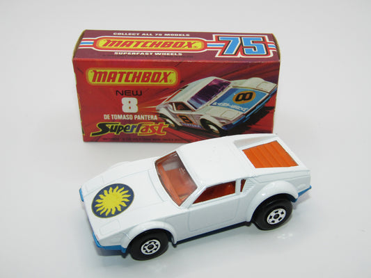 Matchbox Superfast 8C De Tomaso Pantera Dark ORANGE Interior SUN Label