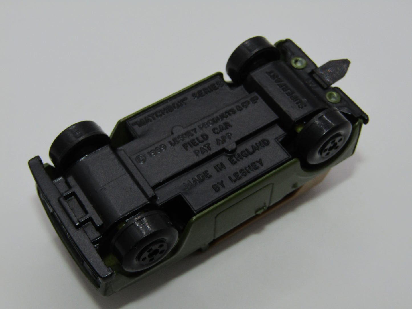 Matchbox Superfast 18A Field Car Olive Green 3RA391 label 5 SPOKE Wheels