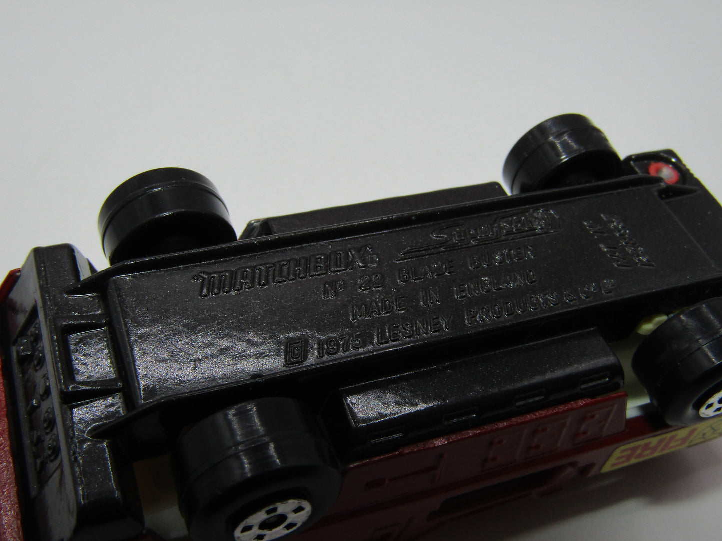 Matchbox Superfast 22C Blaze Buster DARK Red CHARCOAL GREY BASE