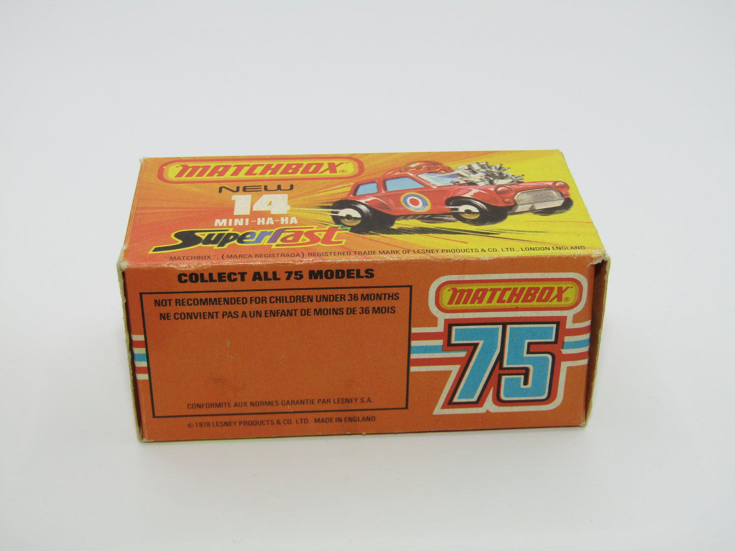 Matchbox Superfast No 14B Mini Ha-Ha LIGHT PINK Driver, Light Brown Helmet, 4 Colour Labels