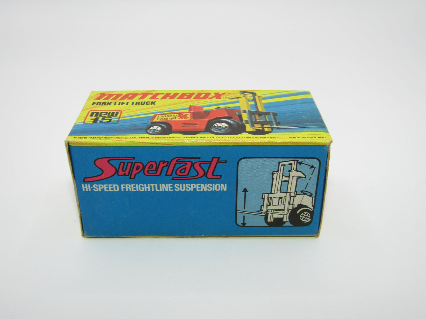 Matchbox Superfast 15B Fork Lift Truck Spriro Front, DOT DASH Rear Wheels
