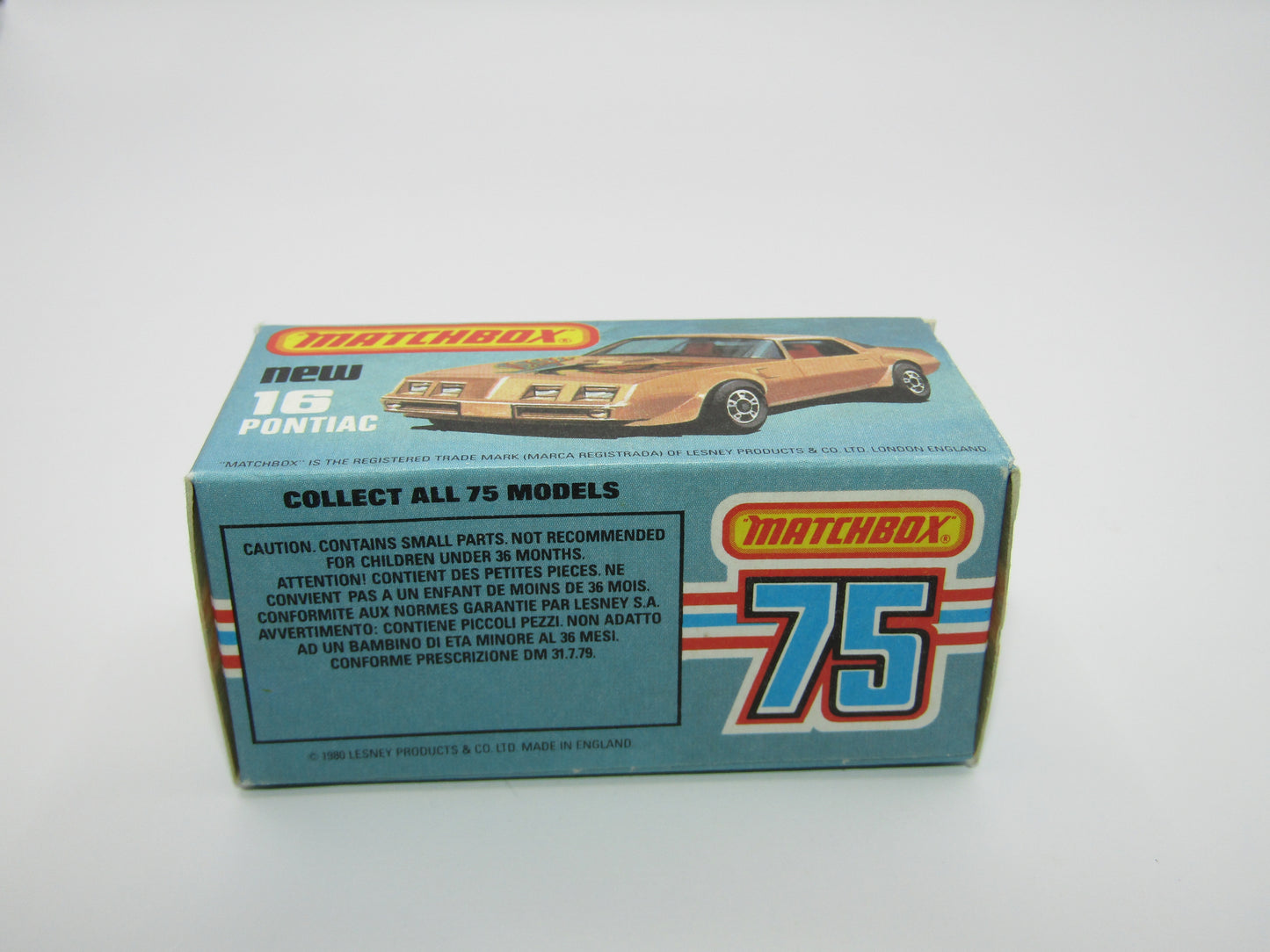 Matchbox Superfast No 16B Pontiac White, Unpainted Base, Dot Dash Wheels