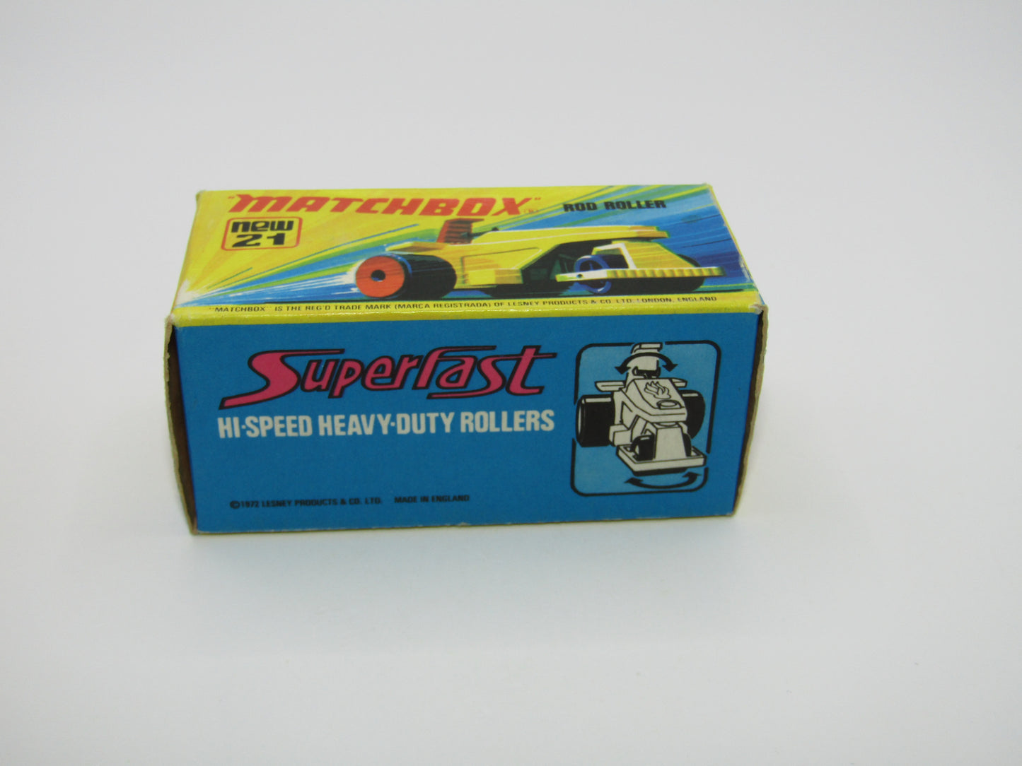 Matchbox Superfast No 21 Rod Roller - METALLIC RED Wheel Hubs