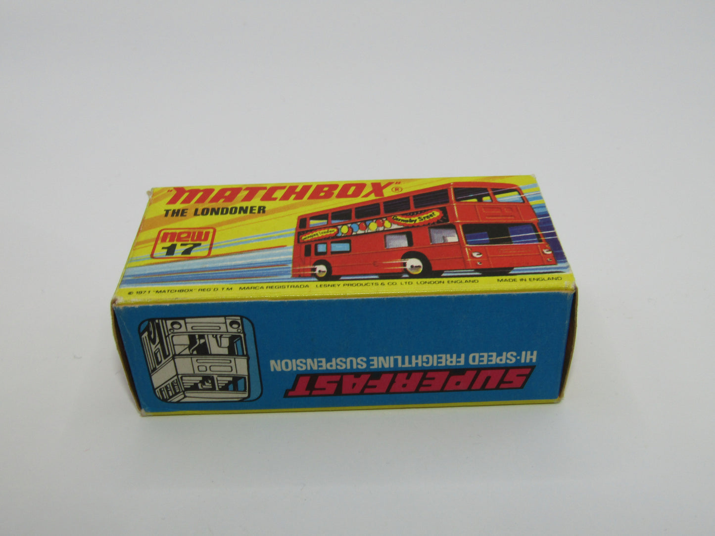 Matchbox Superfast No 17B The Londoner, Ty-Phoo, 5 Spoke Wheels, Gloss Black Base