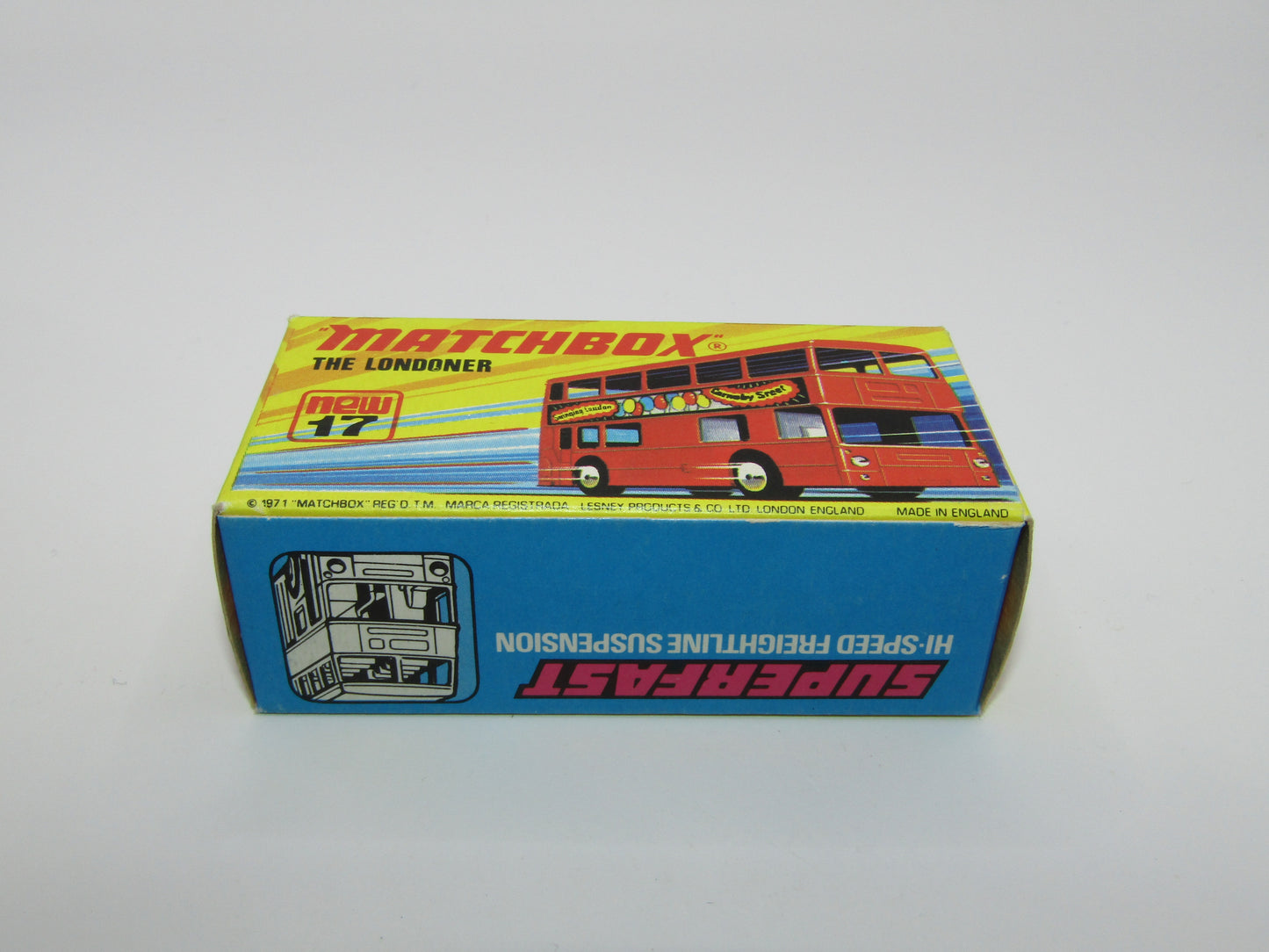 Matchbox Superfast No 17B The Londoner, RED Silver Jubilee, 5 Spoke Wheels, Gloss Black Base