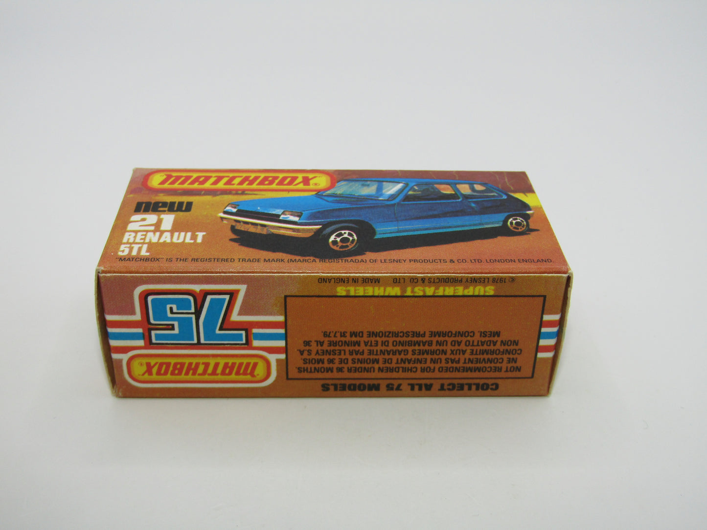 Matchbox Superfast No 21C Renault 5TL Yellow RED Interior BLACK Base