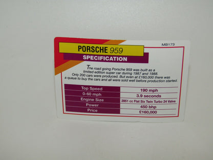 Matchbox Superfast No 7 Porsche 959 Metallic Grey & Collector Card Mint UB