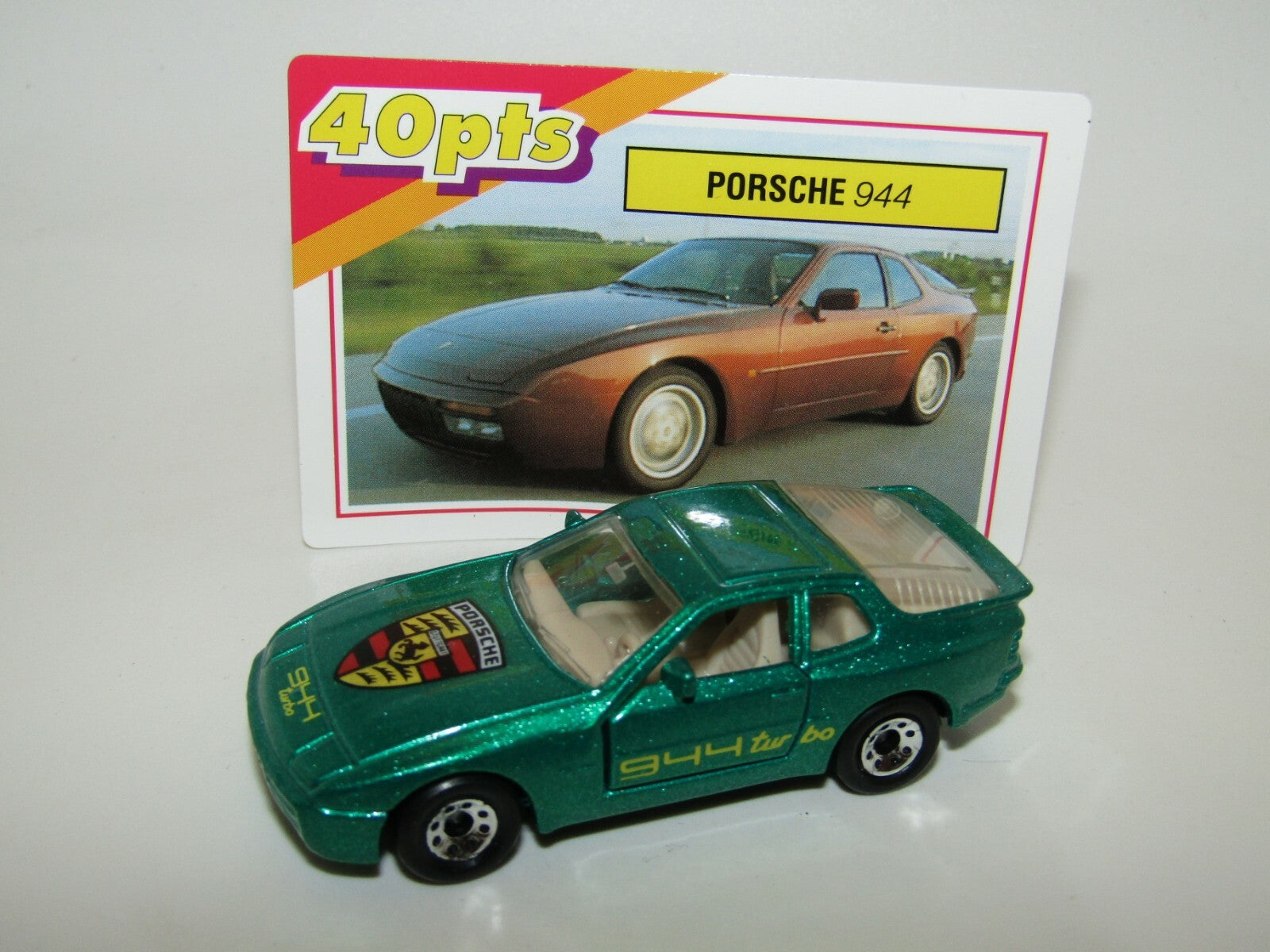 Matchbox Superfast No 59 Porsche 944 Metallic Green & Collector Card Mint UB