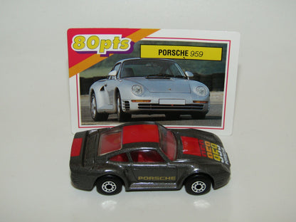 Matchbox Superfast No 7 Porsche 959 Metallic Grey & Collector Card Mint UB