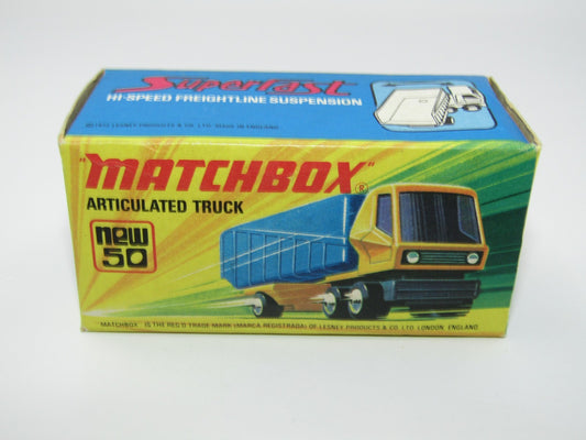 Matchbox Superfast No 50 Articulated Truck Original Empty Box Excellent/N Mint