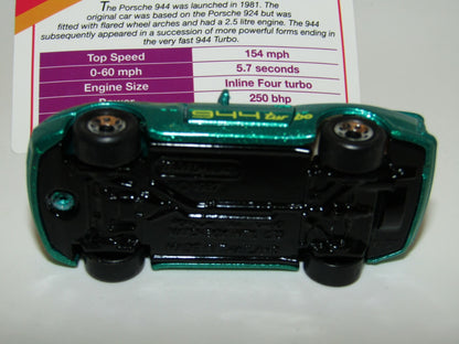 Matchbox Superfast No 59 Porsche 944 Metallic Green & Collector Card Mint UB