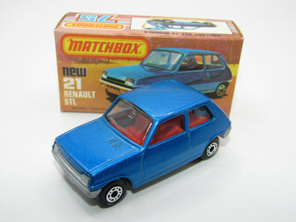 Matchbox Superfast No 21C Renault 5TL Blue RED Interior SILVER Base