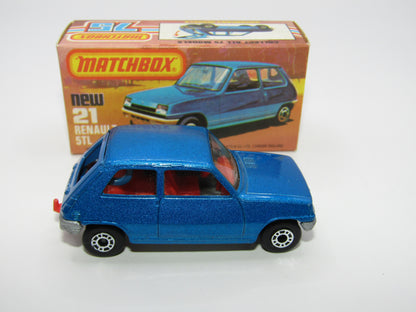 Matchbox Superfast No 21C Renault 5TL Blue RED Interior SILVER Base