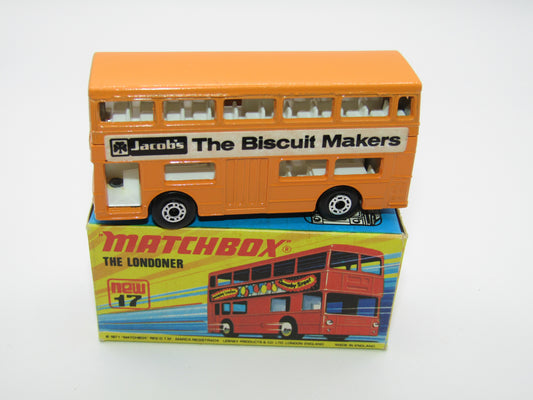 Matchbox Superfast No 17B The Londoner Jacobs, Orange Metallic Charcoal Grey Base