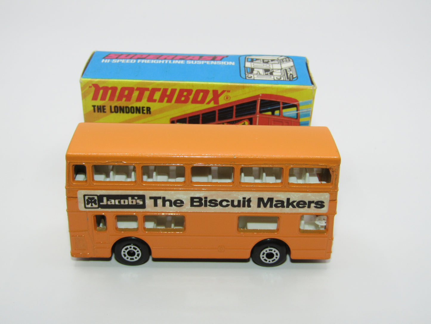 Matchbox Superfast No 17B The Londoner Jacobs, Orange Metallic Charcoal Grey Base