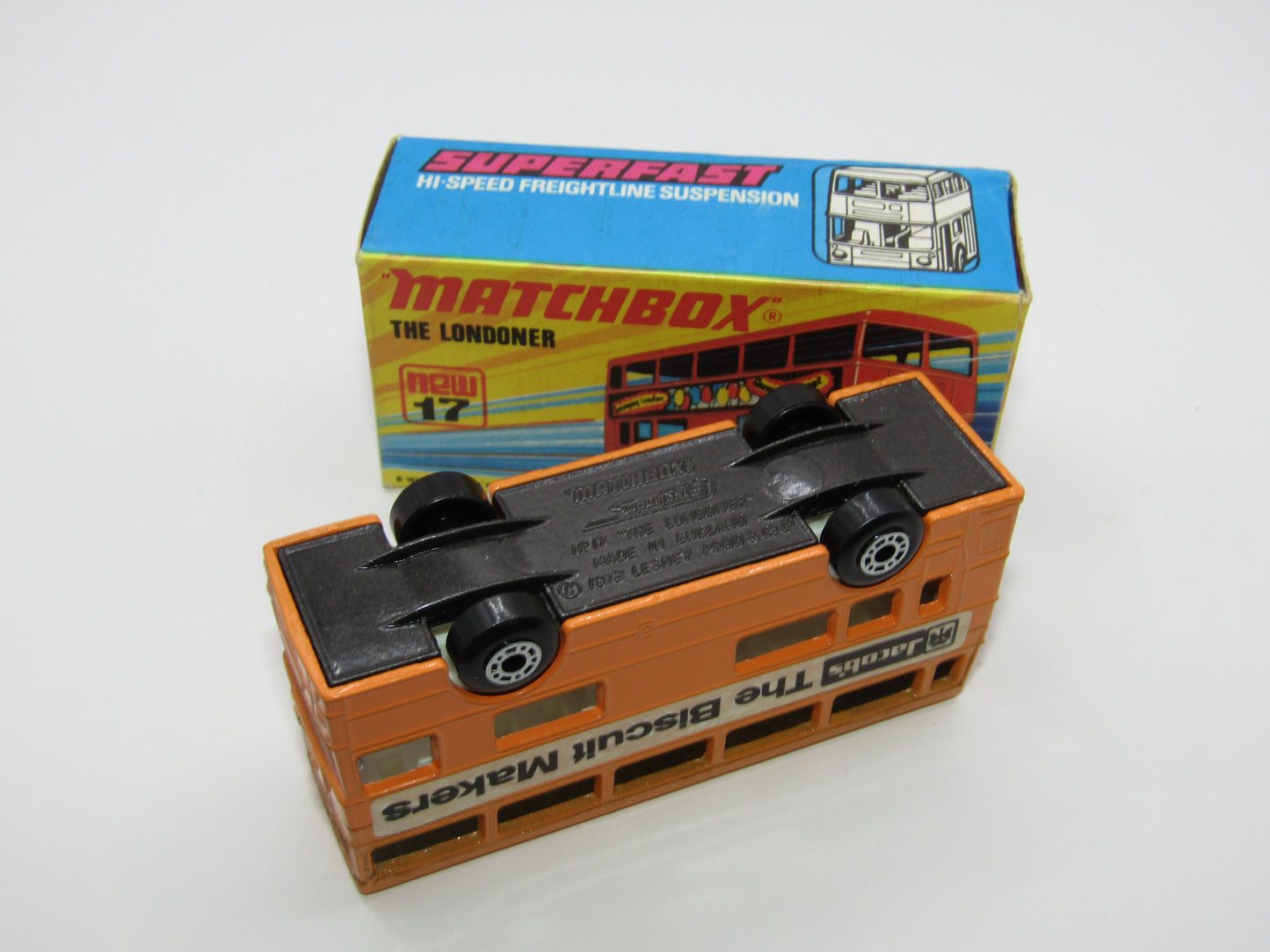 Matchbox Superfast No 17B The Londoner Jacobs, Orange Metallic Charcoal Grey Base