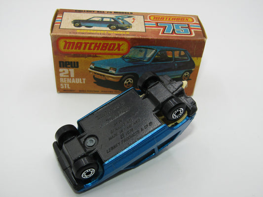 Matchbox Superfast No 21C Renault 5TL Blue SATIN GREY Base