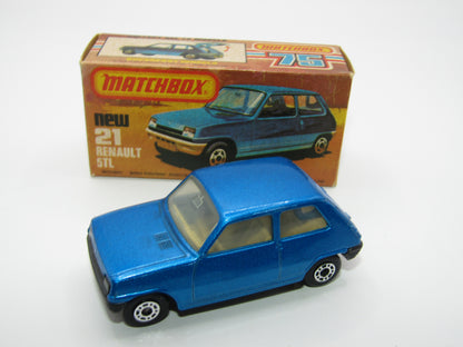 Matchbox Superfast No 21C Renault 5TL Blue SATIN GREY Base