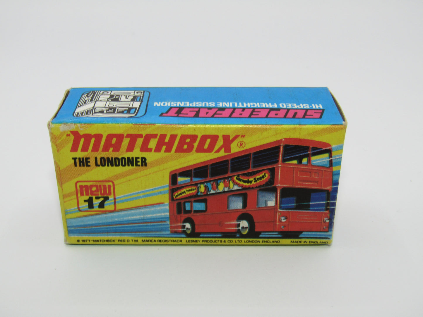 Matchbox Superfast No 17B The Londoner Jacobs, Orange Metallic Charcoal Grey Base