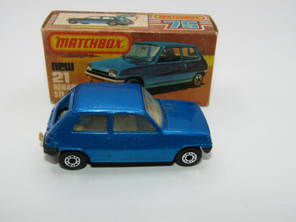 Matchbox Superfast No 21C Renault 5TL Blue SATIN GREY Base