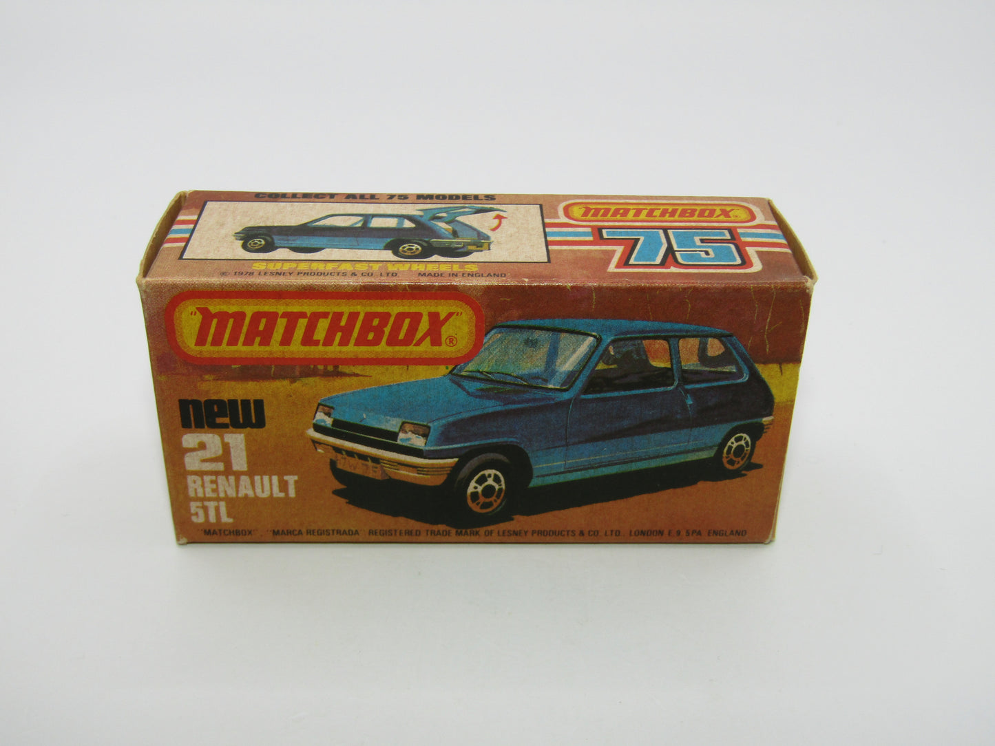 Matchbox Superfast No 21C Renault 5TL Blue SATIN GREY Base