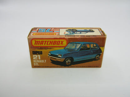 Matchbox Superfast No 21C Renault 5TL Blue GLOSSY GREY Base