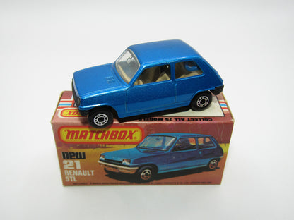 Matchbox Superfast No 21C Renault 5TL Blue Tan Interior BLACK Base