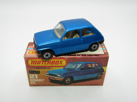 Matchbox Superfast No 21C Renault 5TL Blue Tan Interior BLACK Base