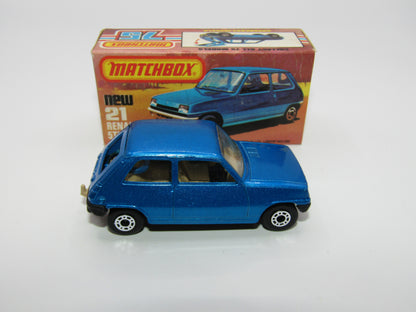 Matchbox Superfast No 21C Renault 5TL Blue Tan Interior BLACK Base
