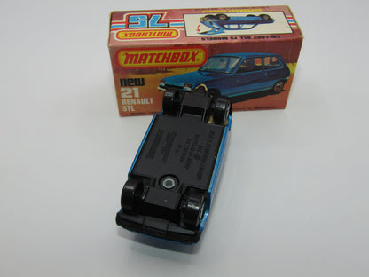 Matchbox Superfast No 21C Renault 5TL Blue Tan Interior BLACK Base