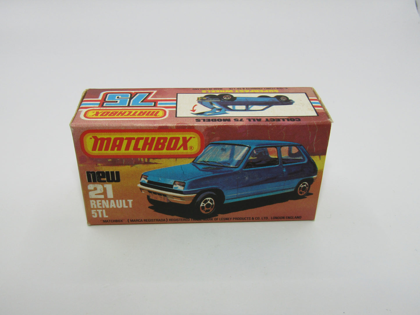 Matchbox Superfast No 21C Renault 5TL Blue Tan Interior BLACK Base