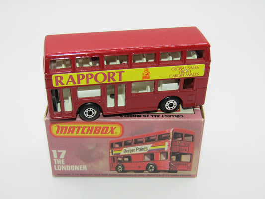 Matchbox Superfast No 17C London Bus DARK RED Rapport