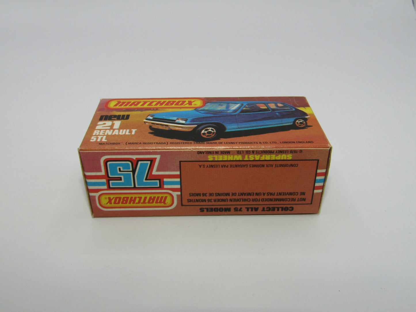 Matchbox Superfast No 21C Renault 5TL Blue Tan Interior BLACK Base