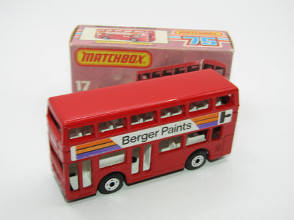 Matchbox Superfast No 17C London Bus, Red, Berger Paints, PLASTIC Base