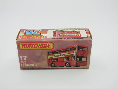 Matchbox Superfast No 17C London Bus, Red, Berger Paints, PLASTIC Base