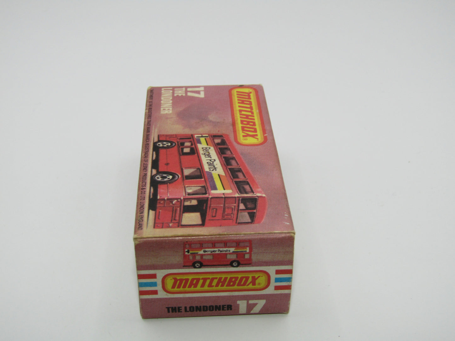 Matchbox Superfast No 17C London Bus, Red, Berger Paints, PLASTIC Base