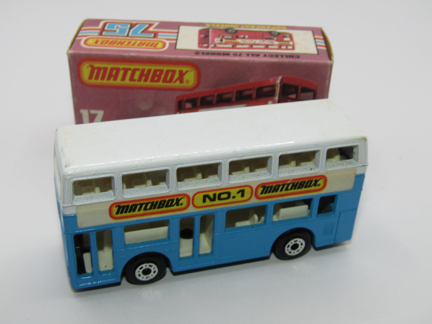 Matchbox Superfast No 17C London Bus, Blue & White. Matchbox No 1, Greek Bus