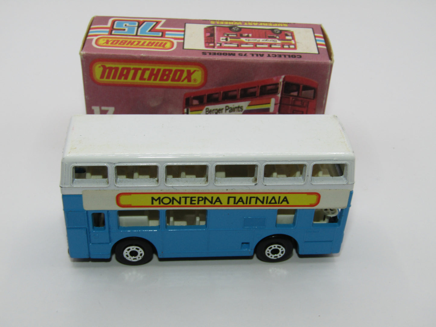 Matchbox Superfast No 17C London Bus, Blue & White. Matchbox No 1, Greek Bus