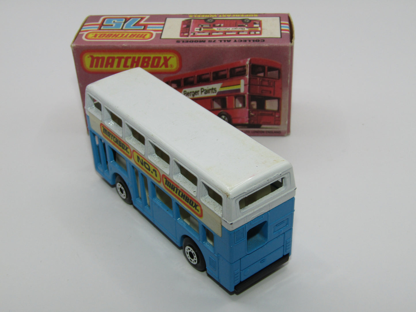 Matchbox Superfast No 17C London Bus, Blue & White. Matchbox No 1, Greek Bus