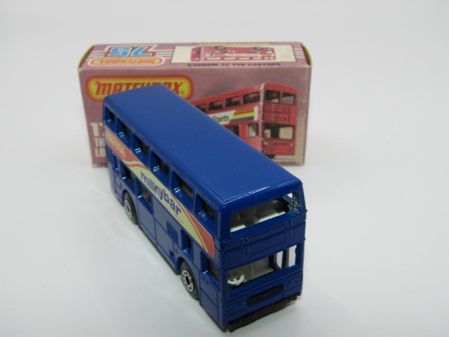 Matchbox Superfast No 17C London Bus, Blue, Nestle Milky Bar, Lesney England Base