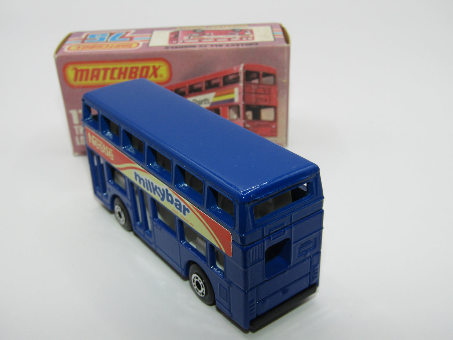 Matchbox Superfast No 17C London Bus, Blue, Nestle Milky Bar, Lesney England Base