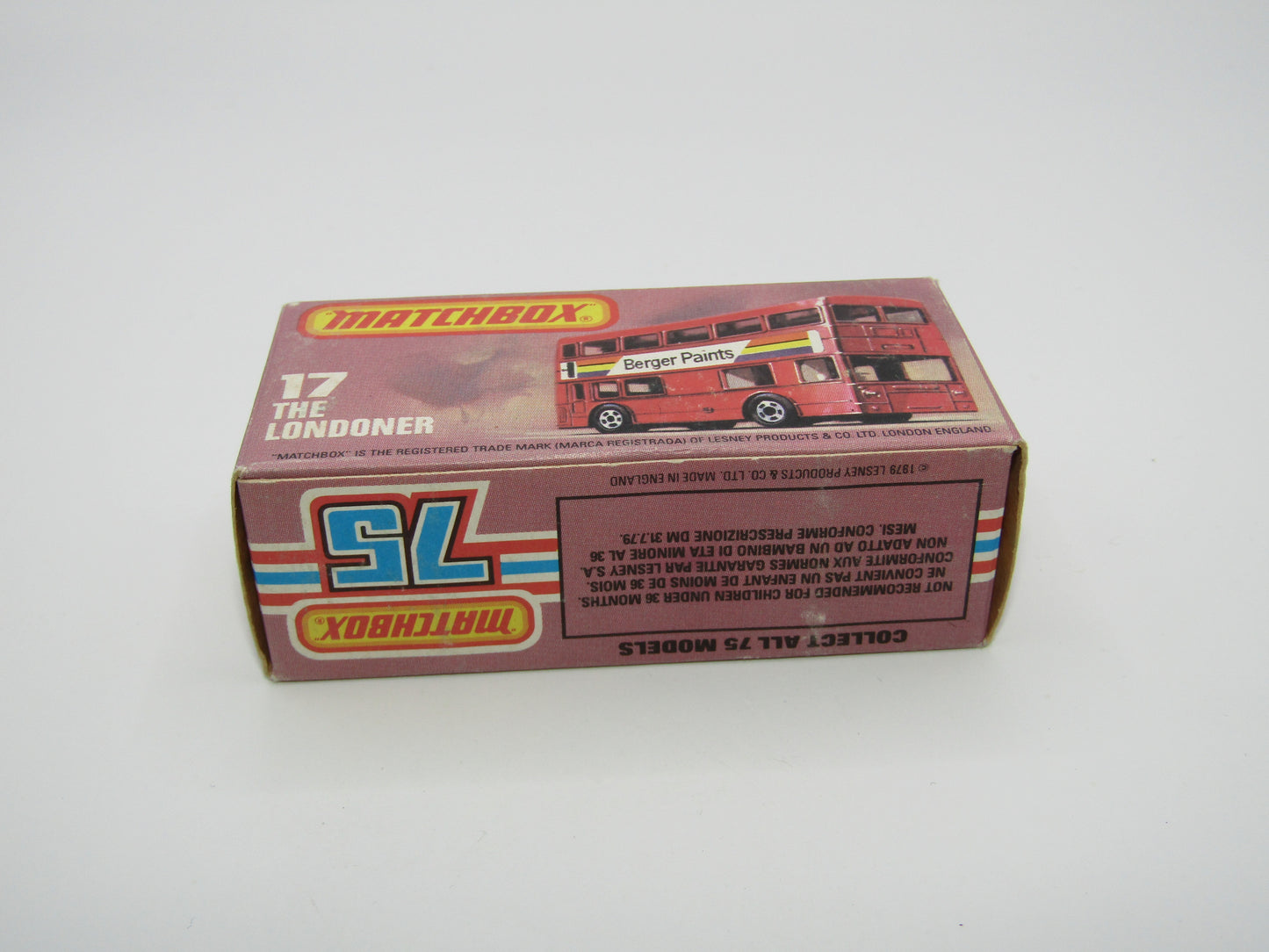 Matchbox Superfast No 17C London Bus, Blue, Nestle Milky Bar, Lesney England Base