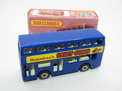 Matchbox Superfast No 17C London Bus, Blue, Rowntrees Fruit Gums, Lesney England Base