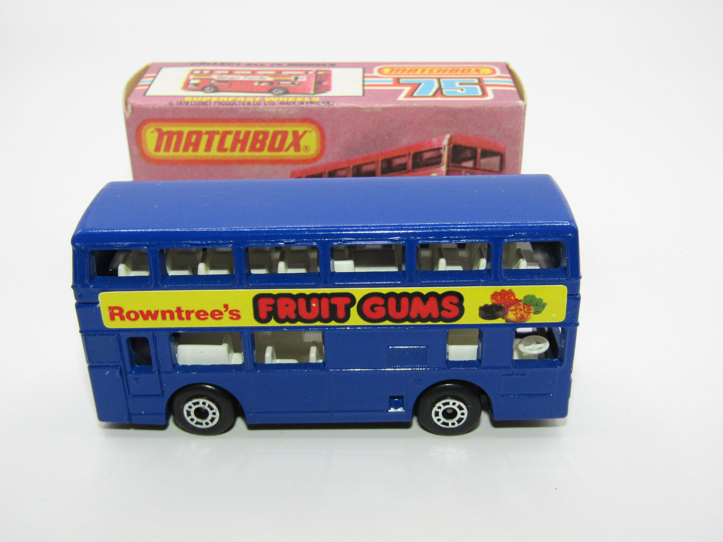 Matchbox Superfast No 17C London Bus, Blue, Rowntrees Fruit Gums, Lesney England Base