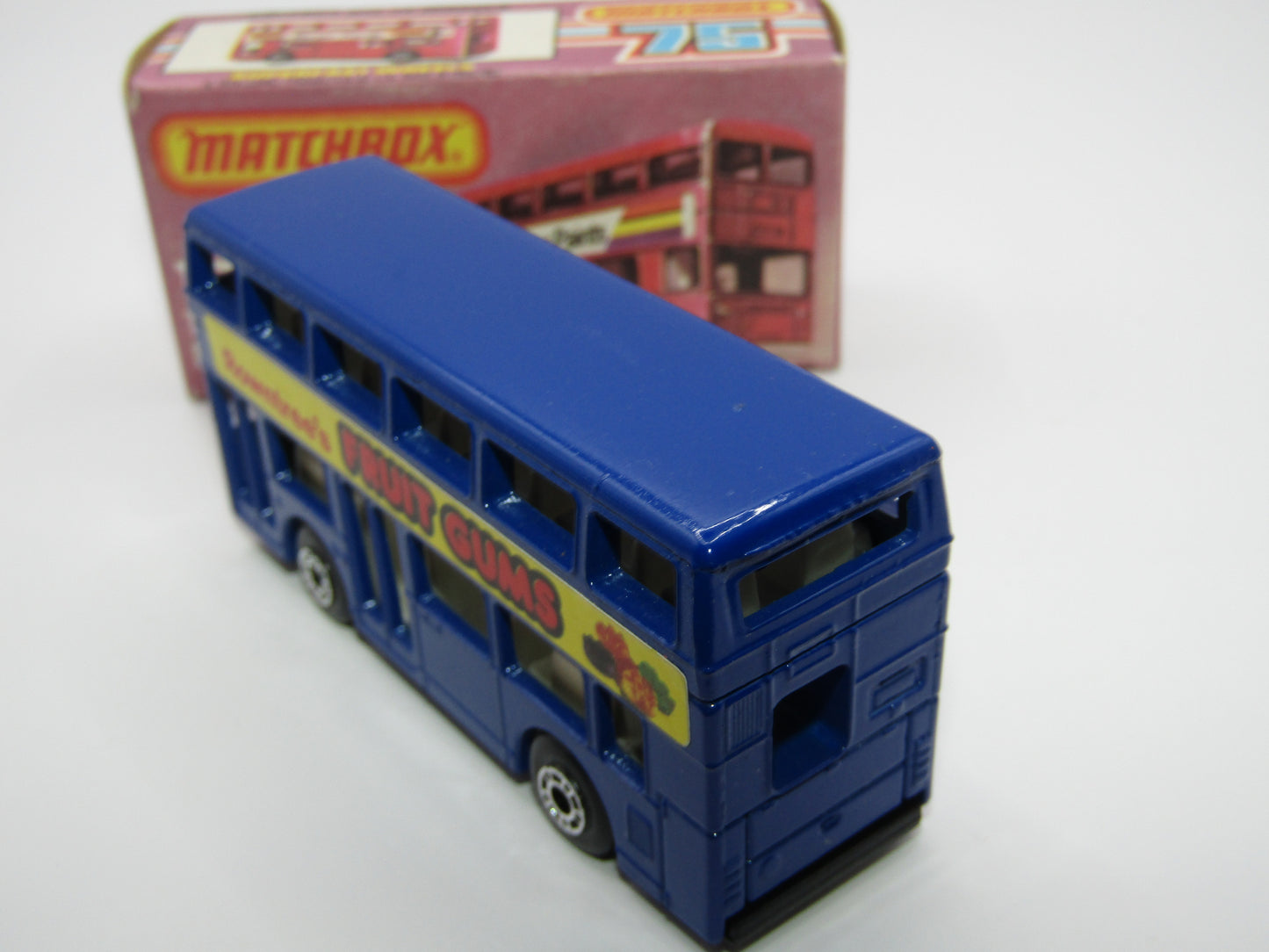 Matchbox Superfast No 17C London Bus, Blue, Rowntrees Fruit Gums, Lesney England Base